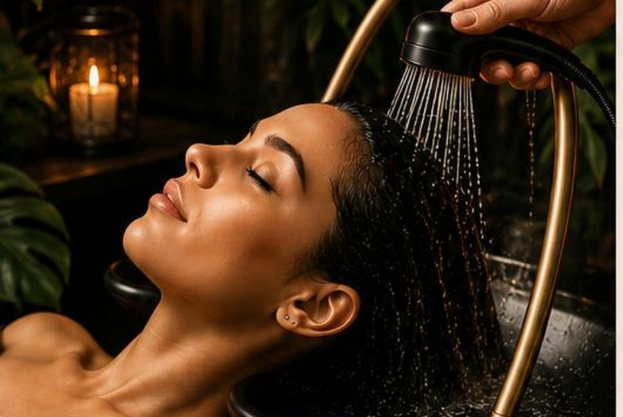 Soin du cuir chevelu en head spa : eau tiède et massage crânien